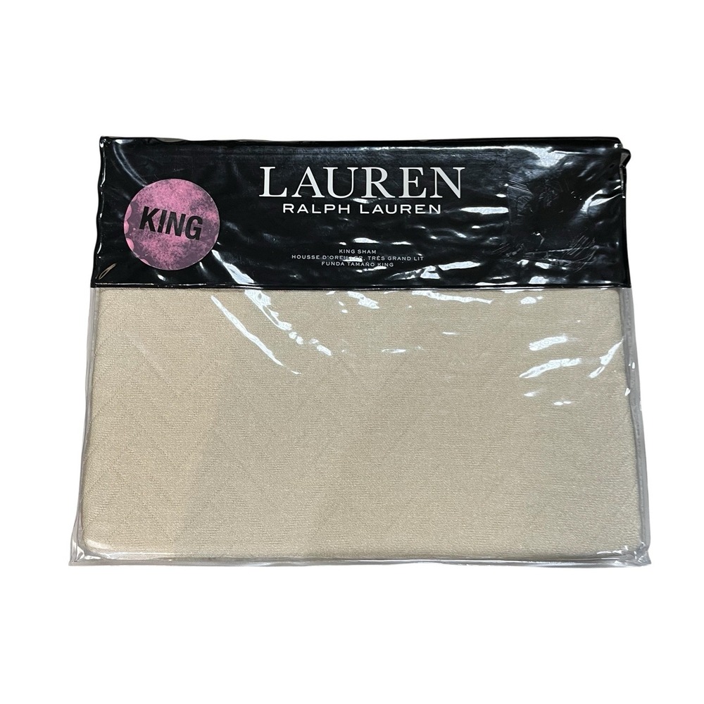 Lauren Ralph Lauren King Sham Natural Beige Kaia Quilted Chevron Cotton Blend
